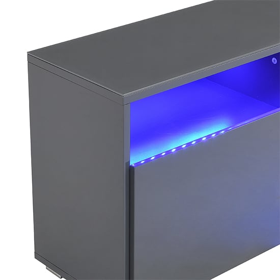 Prieto High Gloss TV Stand Sideboard In Grey With LED Lights_12
