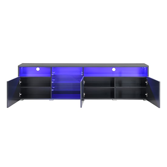 Prieto High Gloss TV Stand Sideboard In Grey With LED Lights_4