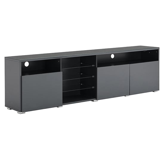 Prieto High Gloss TV Stand Sideboard In Grey With LED Lights_9