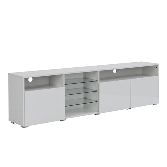 Prieto High Gloss TV Stand Sideboard In White With LED Lights_6