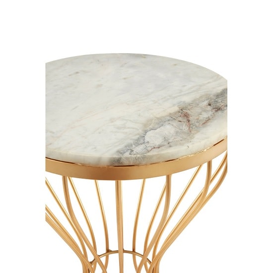 Prima Hourglass Design Marble Top Side Table With Gold Frame FiF