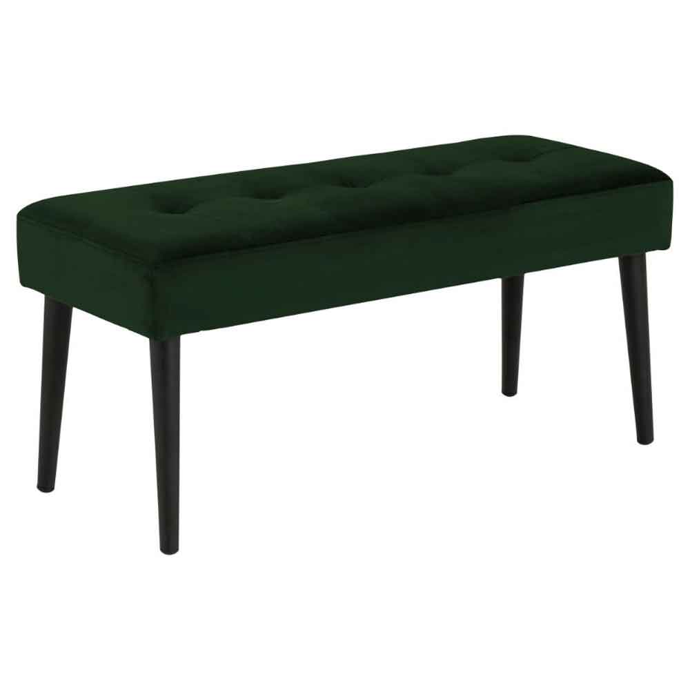 Primm Fabric Dining Bench With Black Legs - Forest Green