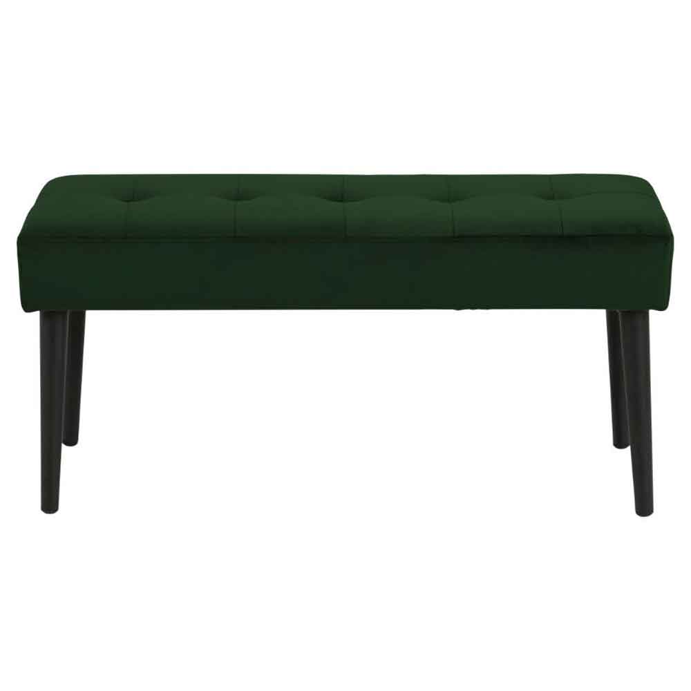 Primm Fabric Dining Bench With Black Legs - Forest Green