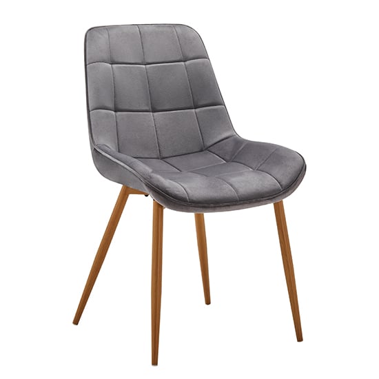 Primo Fabric Dining Chair In Grey With Oak Legs_1