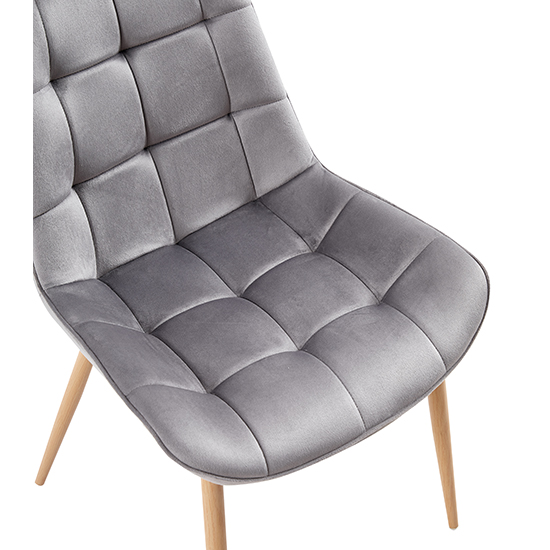 Primo Grey Fabric Dining Chairs With Oak Legs In Pair Furniture in Fashion