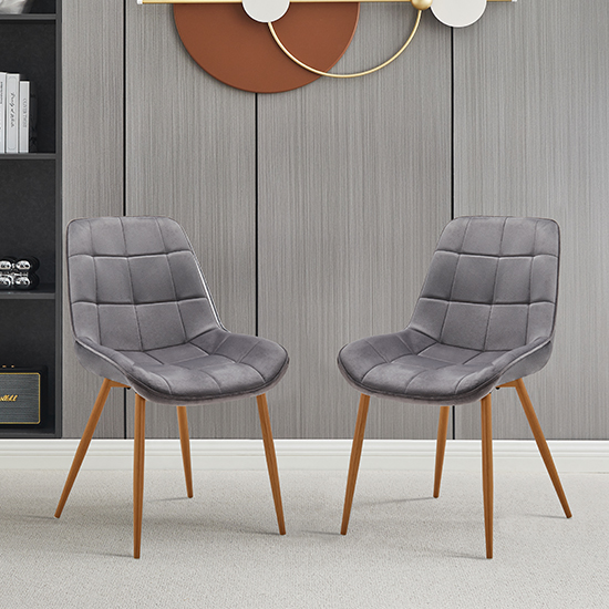 Primo Fabric Dining Chair In Grey With Oak Legs Furniture in Fashion