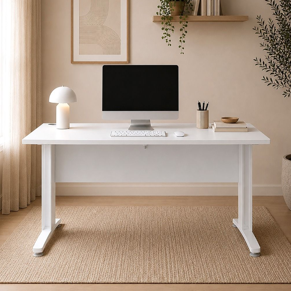 Primora 150cm Wooden Laptop Desk With White Legs