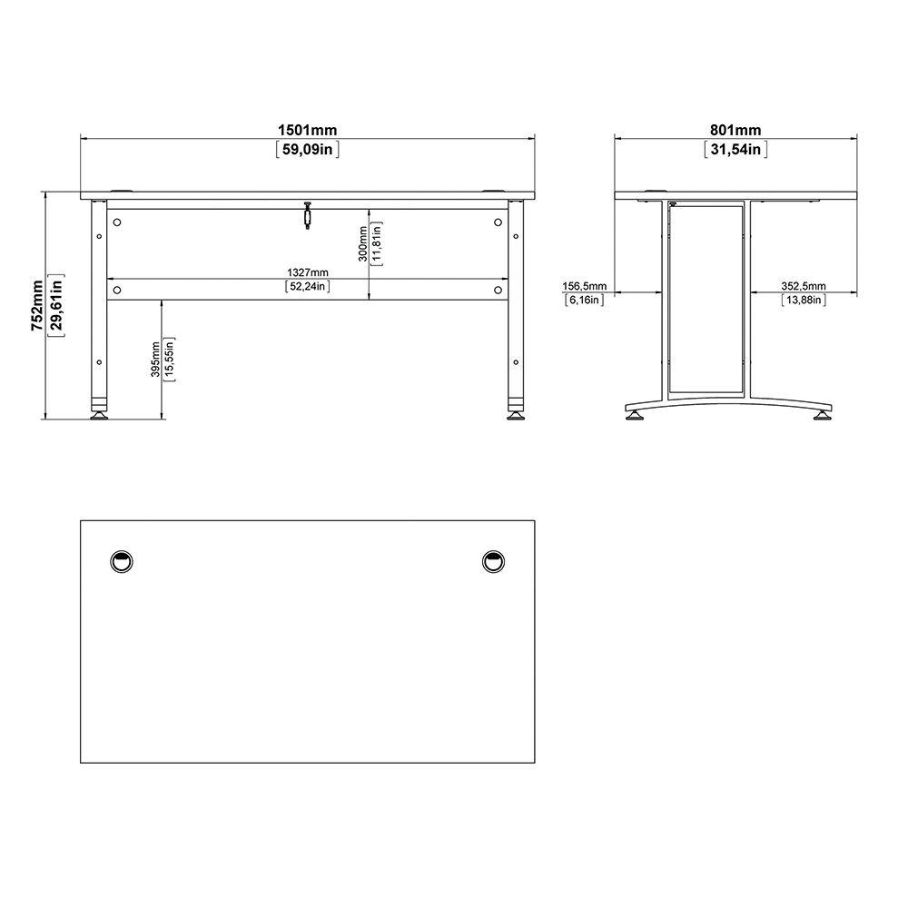 Primora 150cm Wooden Laptop Desk With White Legs