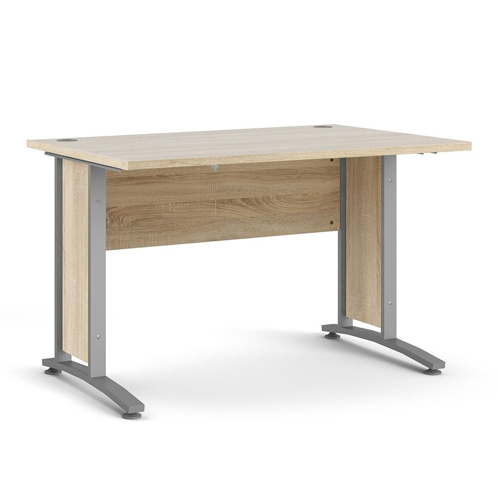 Primora Oak 120cm Wooden Laptop Desk With Silver Grey Legs