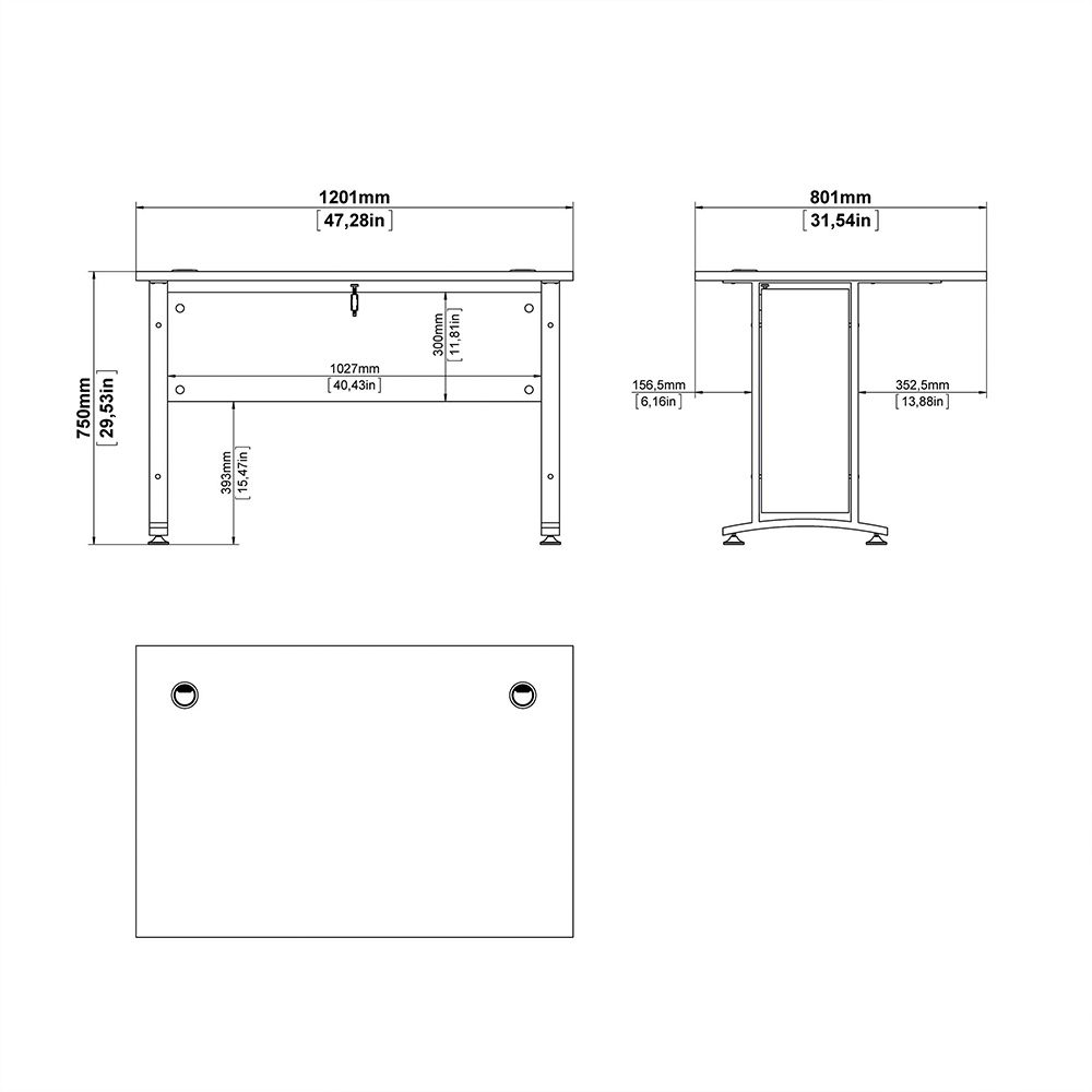 Primora Oak 120cm Wooden Laptop Desk With Silver Grey Legs