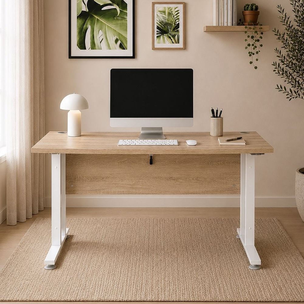 Primora Oak 120cm Wooden Laptop Desk With White Legs