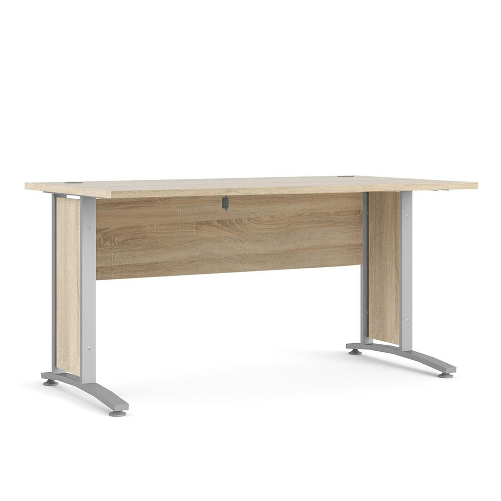 Primora Oak 150cm Wooden Laptop Desk With Silver Grey Legs