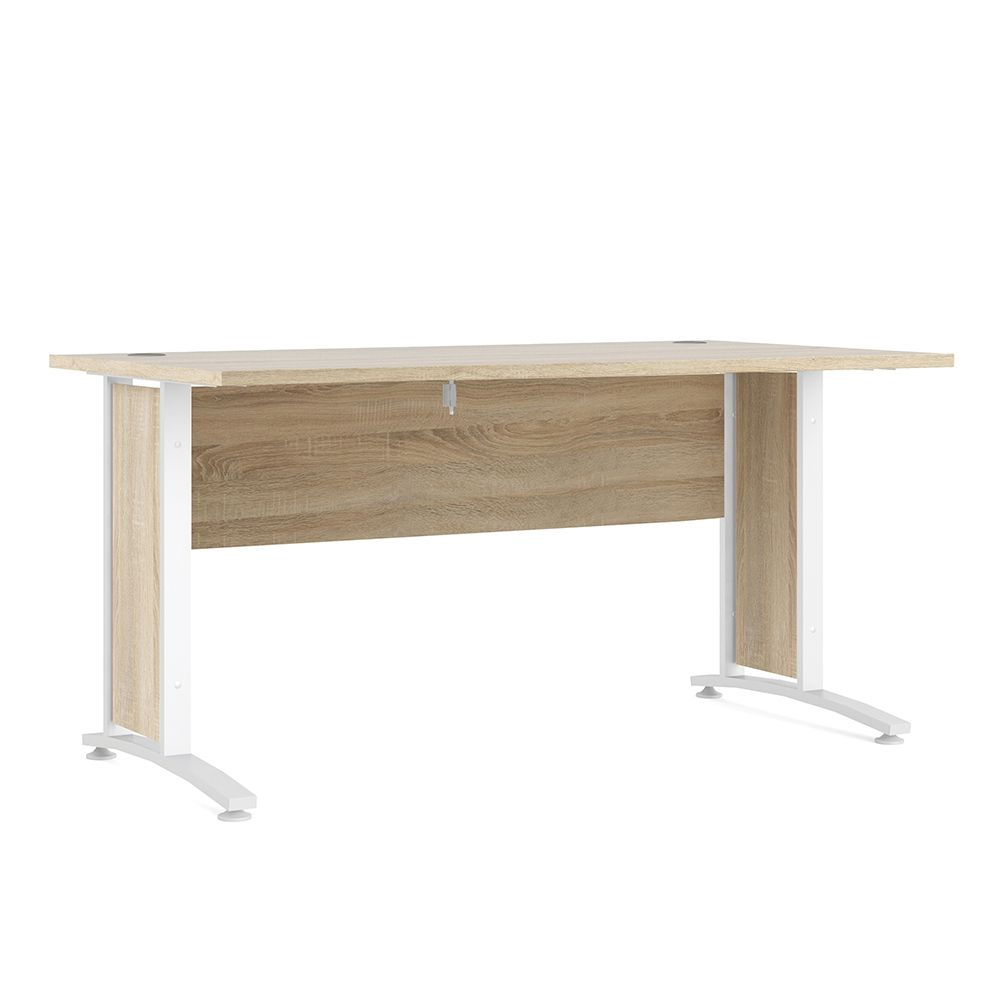 Primora Oak 150cm Wooden Laptop Desk With White Legs