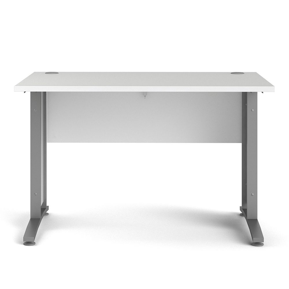 Primora White 120cm Wooden Laptop Desk With Silver Grey Legs