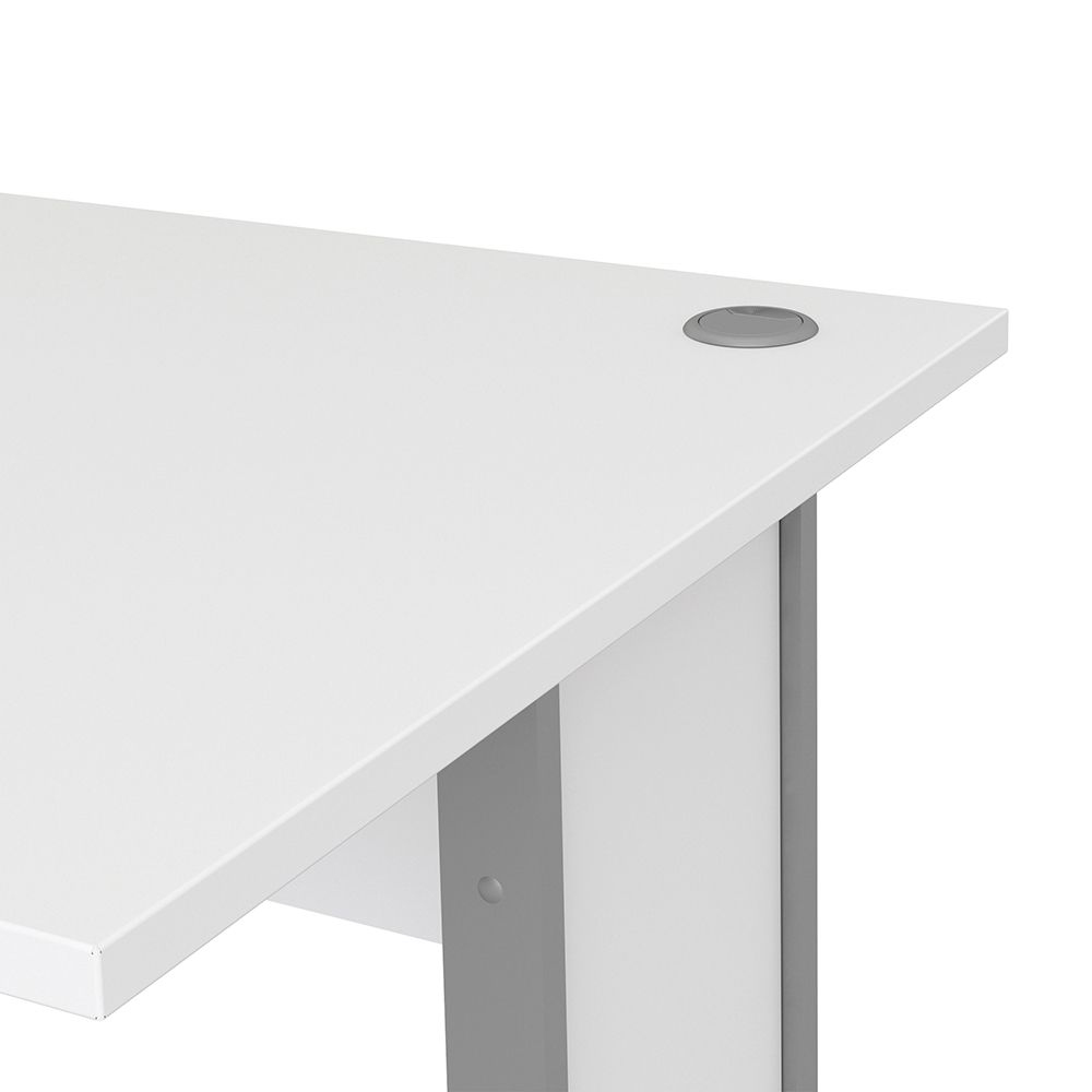 Primora White 120cm Wooden Laptop Desk With Silver Grey Legs