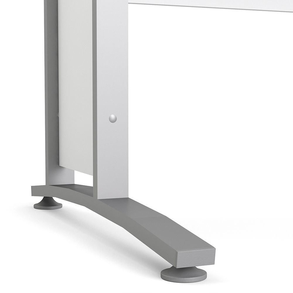 Primora White 120cm Wooden Laptop Desk With Silver Grey Legs
