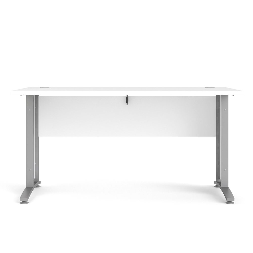 Primora White 150cm Wooden Laptop Desk With Silver Grey Legs