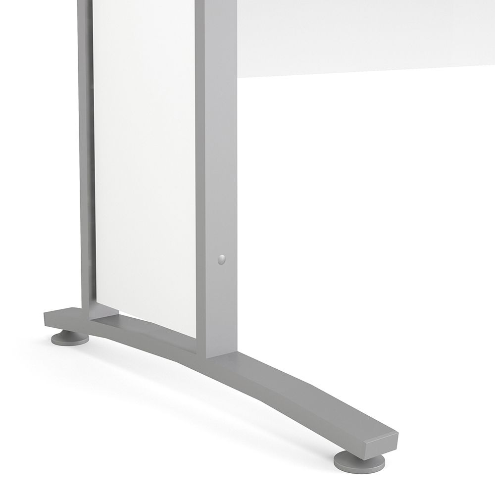 Primora White 150cm Wooden Laptop Desk With Silver Grey Legs