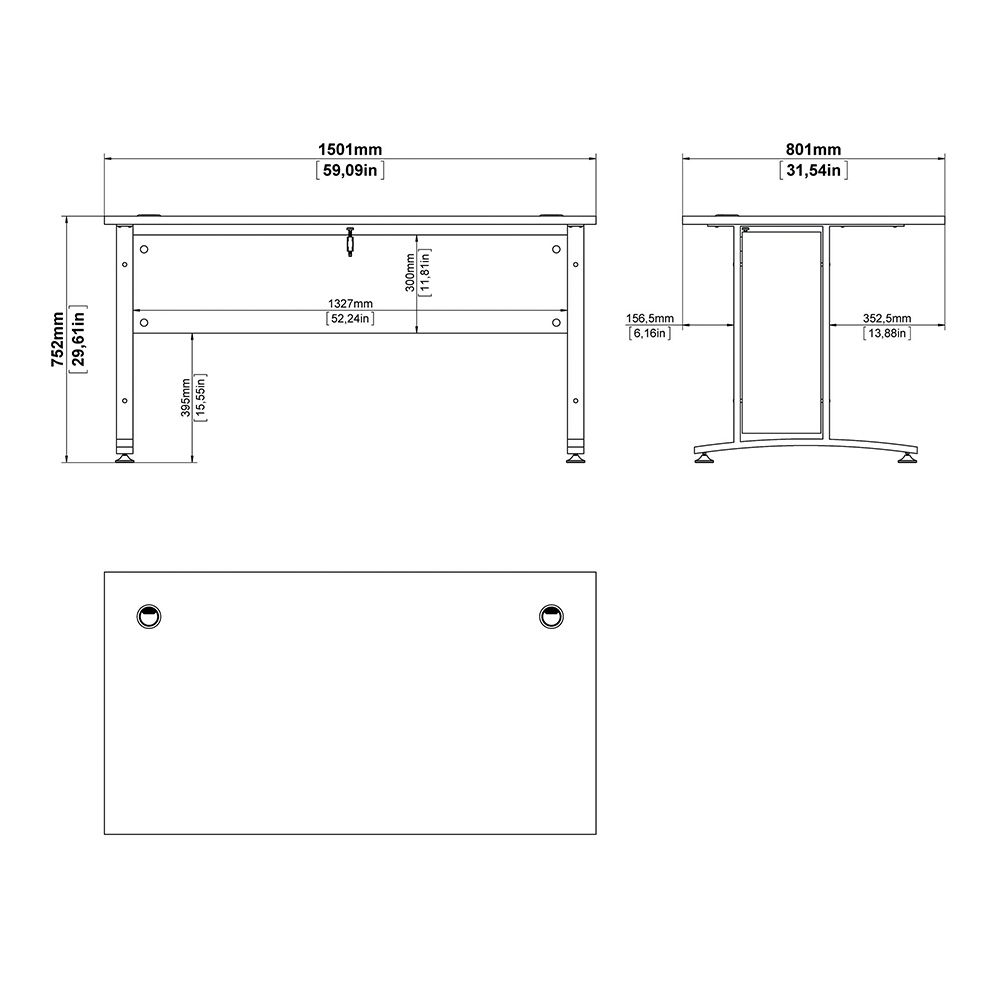 Primora White 150cm Wooden Laptop Desk With Silver Grey Legs