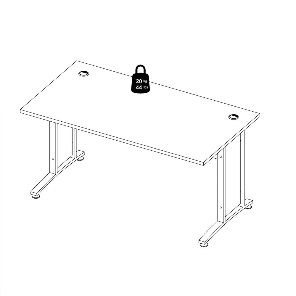 Primora White 150cm Wooden Laptop Desk With Silver Grey Legs