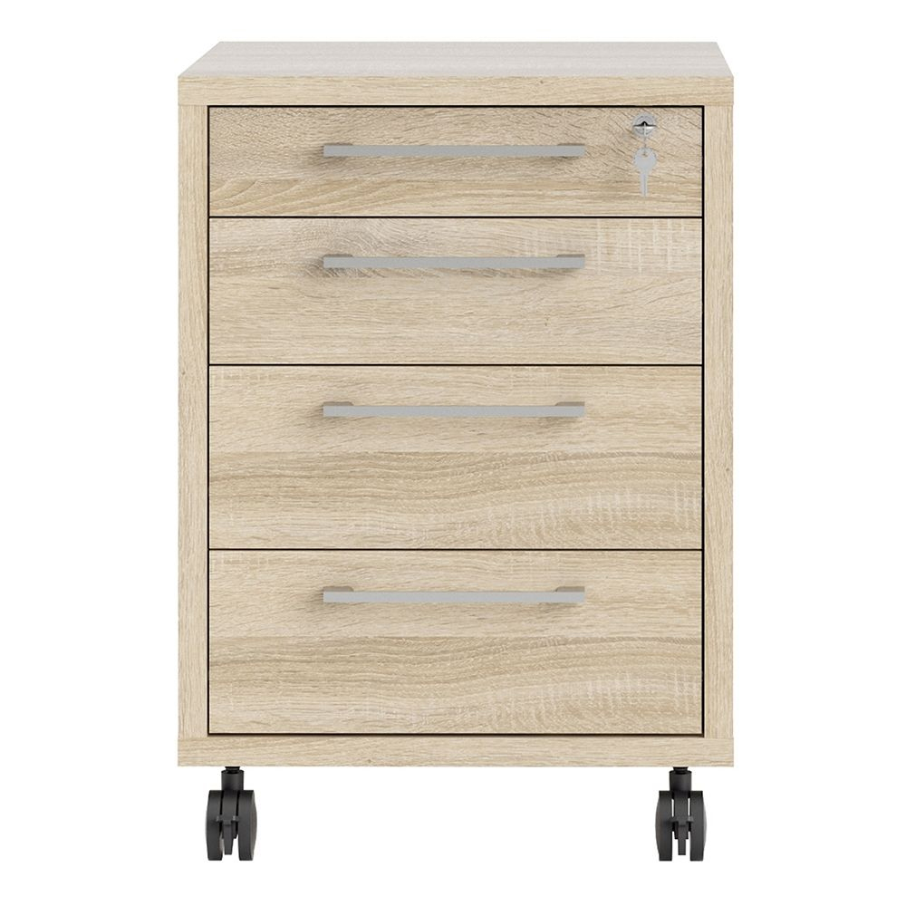 Primora Wooden Mobile Office Pedestal With 4 Drawers In Oak