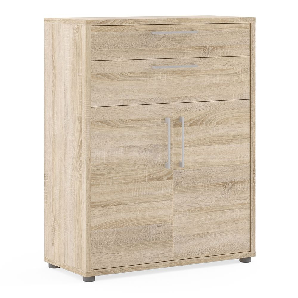 Primora Wooden Office Storage Cabinet with 2 Doors 2 Drawers In Oak