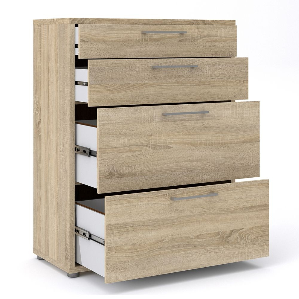 Primora Wooden Office Storage Cabinet with 4 Drawers In Oak