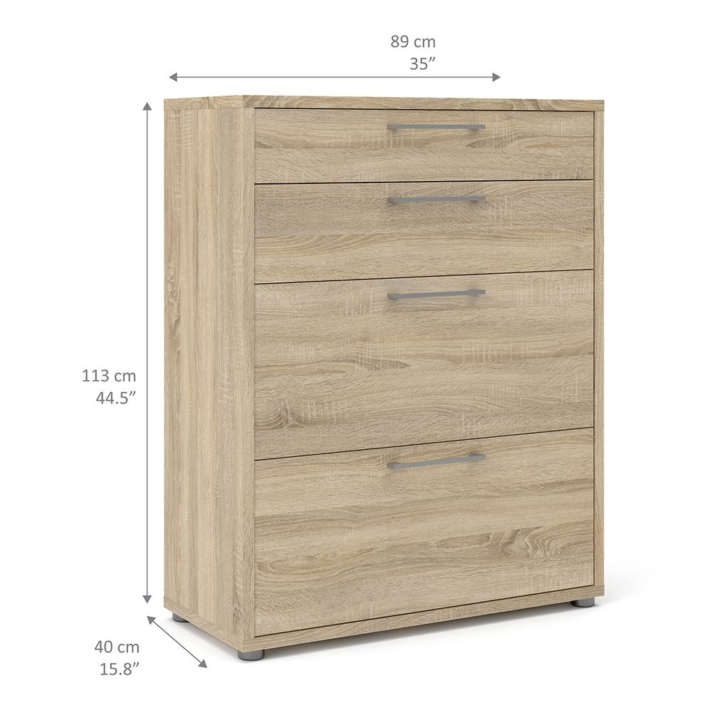 Primora Wooden Office Storage Cabinet with 4 Drawers In Oak