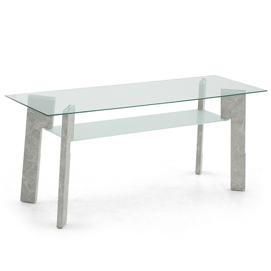 Primus Glass TV Stand Rectangular In Clear With Grey Legs_Discontinued