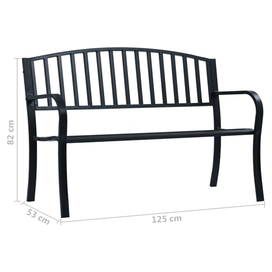 Prisha Steel Garden Seating Bench In Black