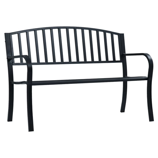 Product photograph of Prisha Steel Garden Seating Bench In Black from Furniture in Fashion