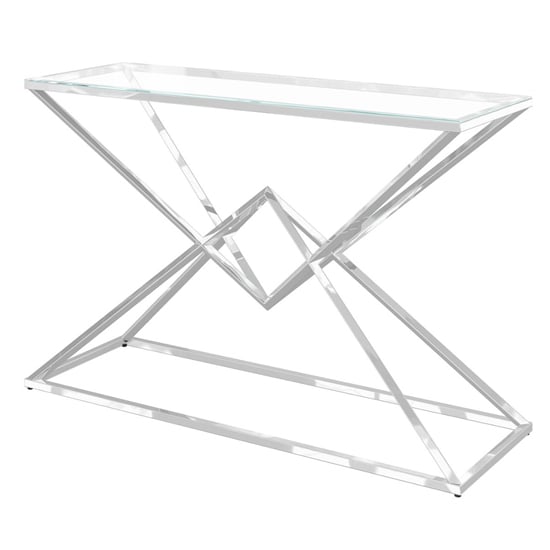 Penrith Glass Console Table With Polished Stainless Steel Base_2