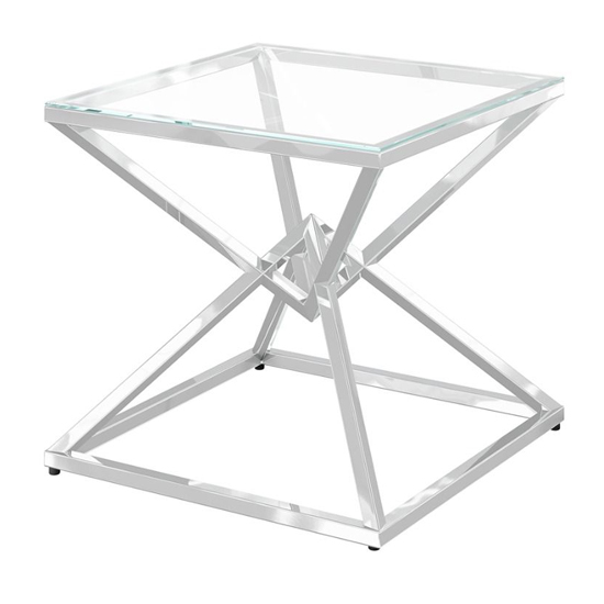 Penrith Glass Side Table With Polished Stainless Steel Base_2