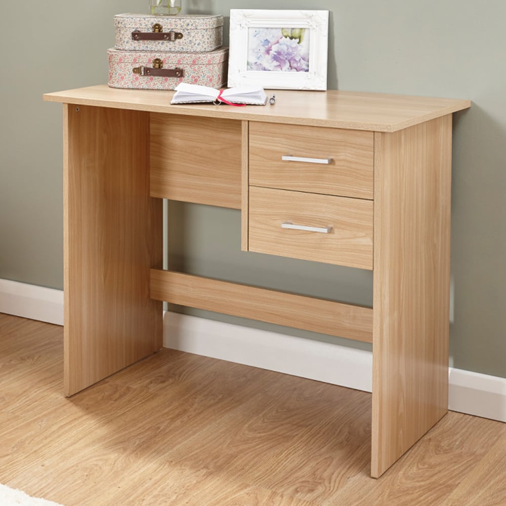 Probus Wooden Laptop Desk With 2 Drawers In Oak