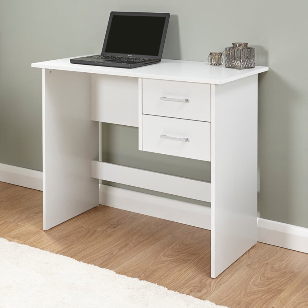 Probus Wooden Laptop Desk With 2 Drawers In White