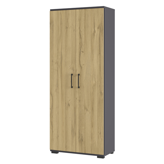 Profi Wooden 2 Door Filing Cabinet In Graphite And Grandson Oak