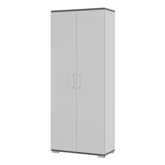 Profi Wooden 2 Doors Filing Cabinet In Light Grey And Graphite