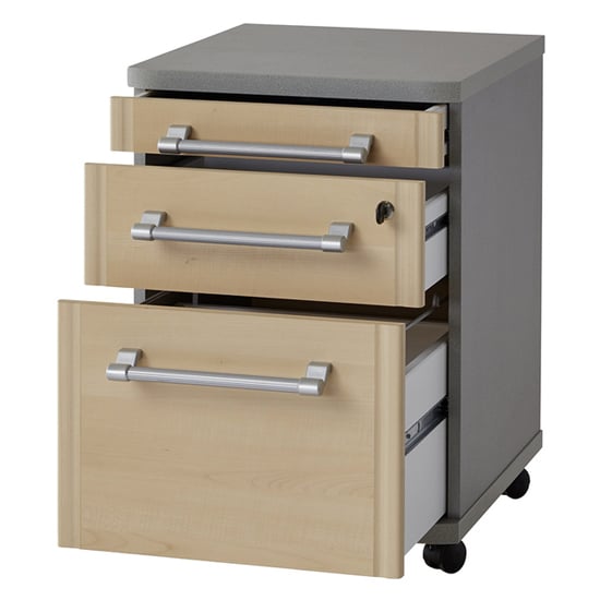 Profi Rolling File With Drawers In Maple And Silver FiF