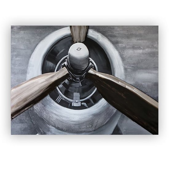 Propeller 3D Picture Canvas Wall Art In Silver And Grey