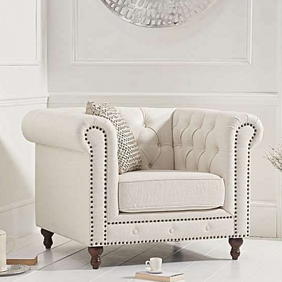 Propus Linen Lounge Chaise Armchair In Ivory FiF