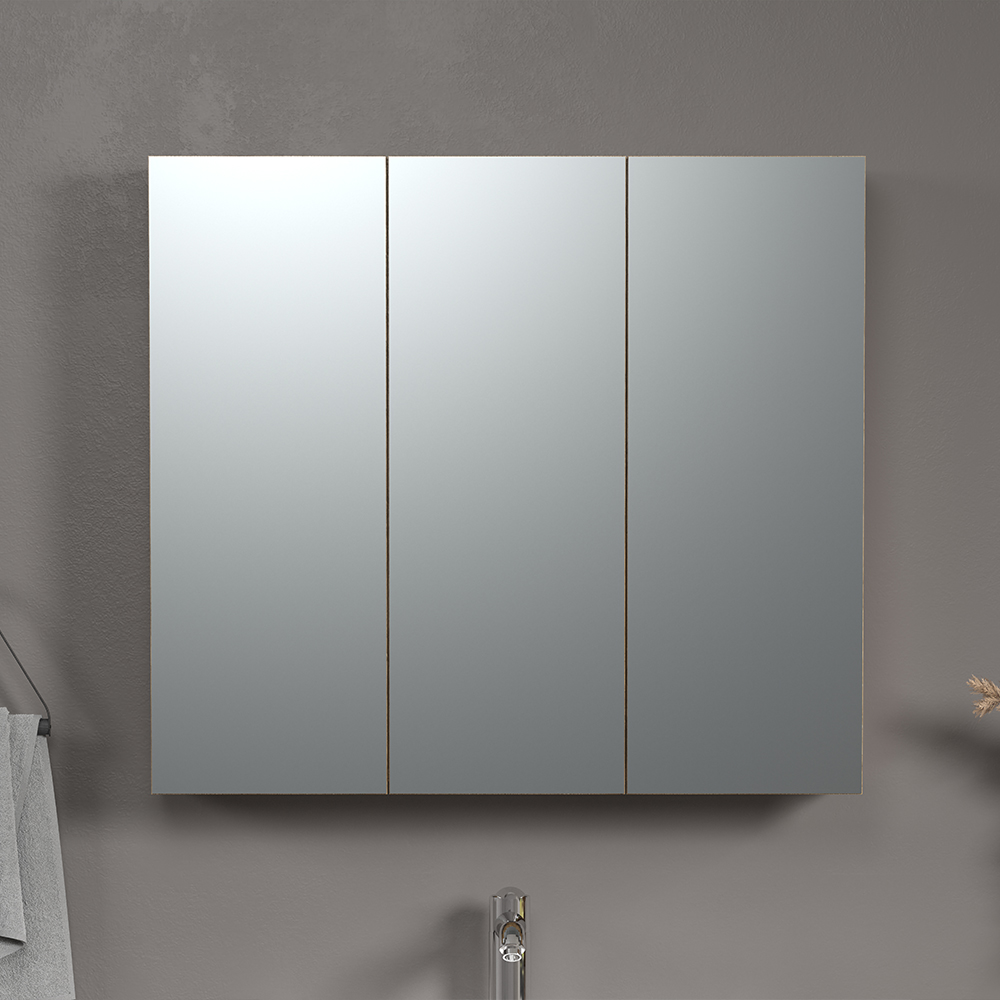 Provence Large Wooden Wall Mounted Bathroom Mirror Cabinet in Evoke Oak