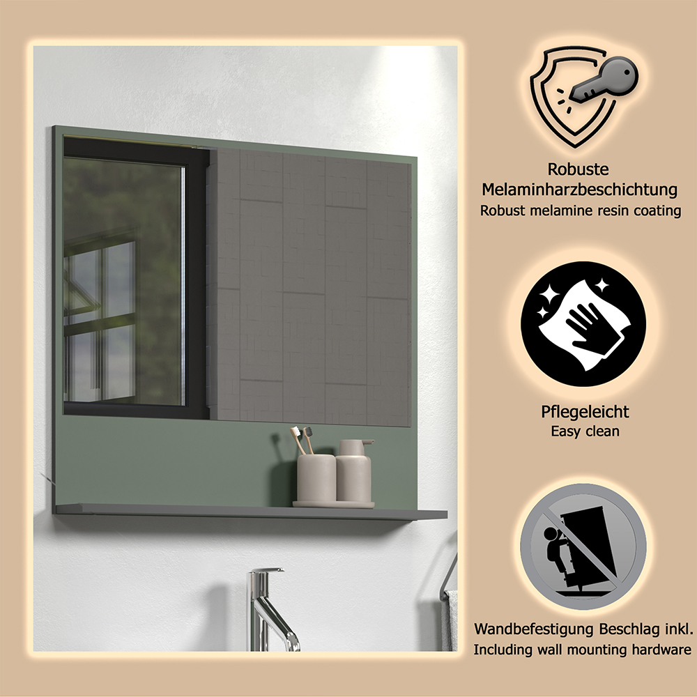 Provence Large Wooden Wall Mounted Bathroom Wall Mirror in Green