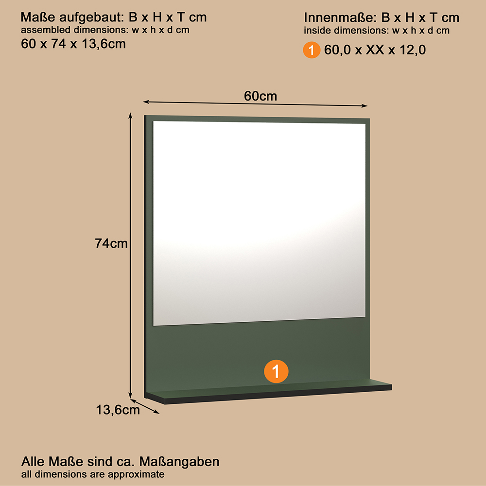 Provence Small Wooden Wall Mounted Bathroom Wall Mirror in Green