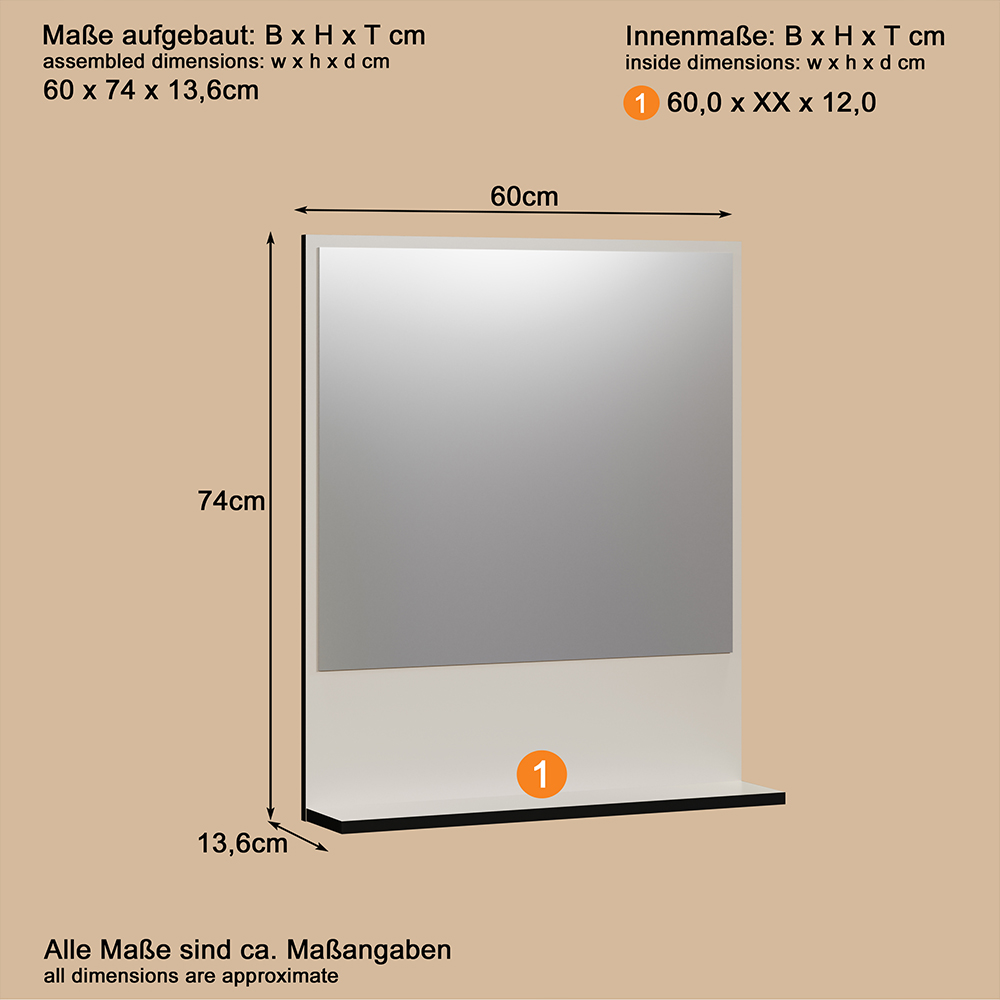 Provence Small Wooden Wall Mounted Bathroom Wall Mirror in Light Grey