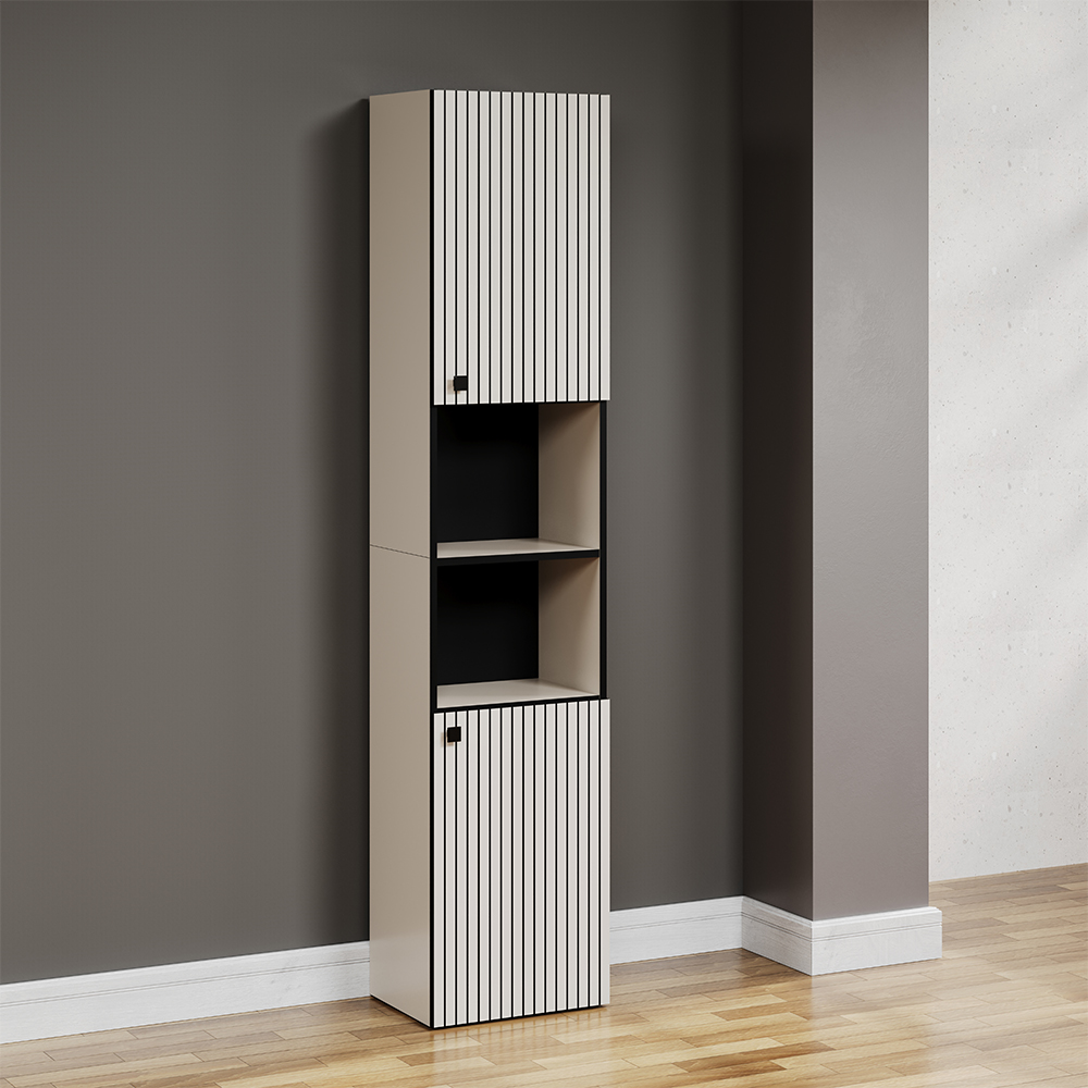 Provence Tall Wooden Bathroom Storage Cabinet in Light Grey