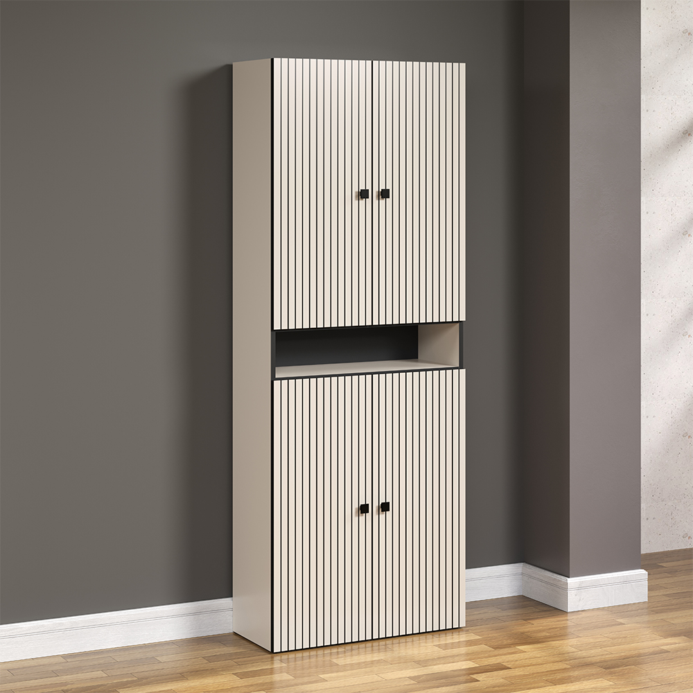 Provence Wide Wooden Bathroom Storage Cabinet in Light Grey