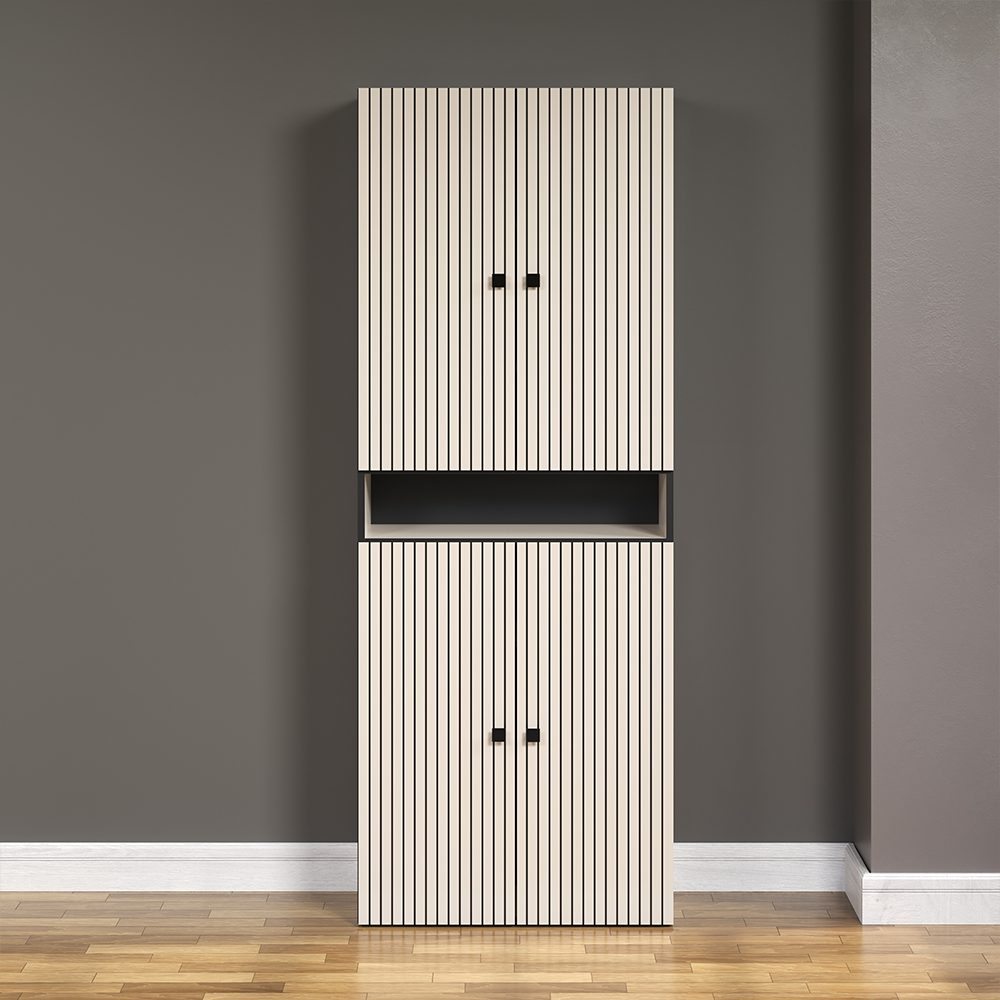 Provence Wide Wooden Bathroom Storage Cabinet in Light Grey