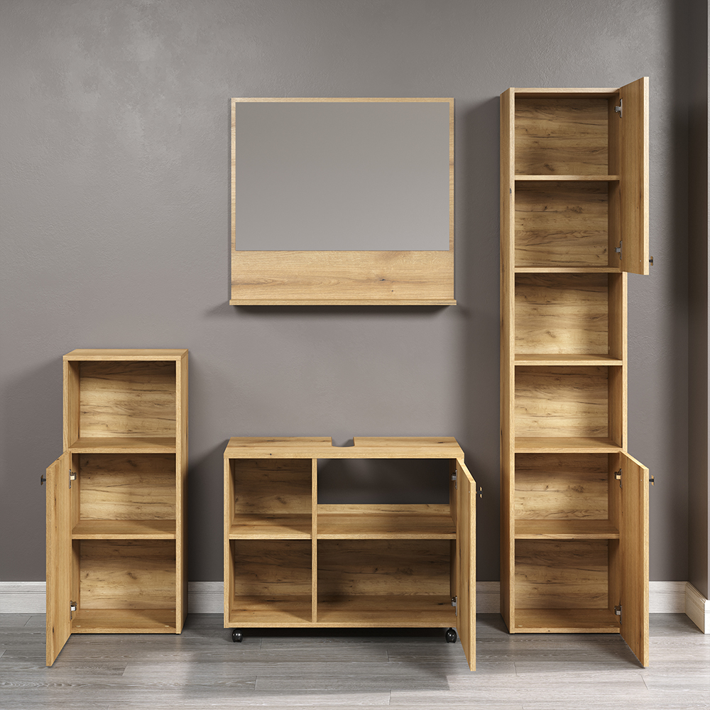 Provence Wooden Bathroom Furniture Set with 4 Doors in Evoke Oak