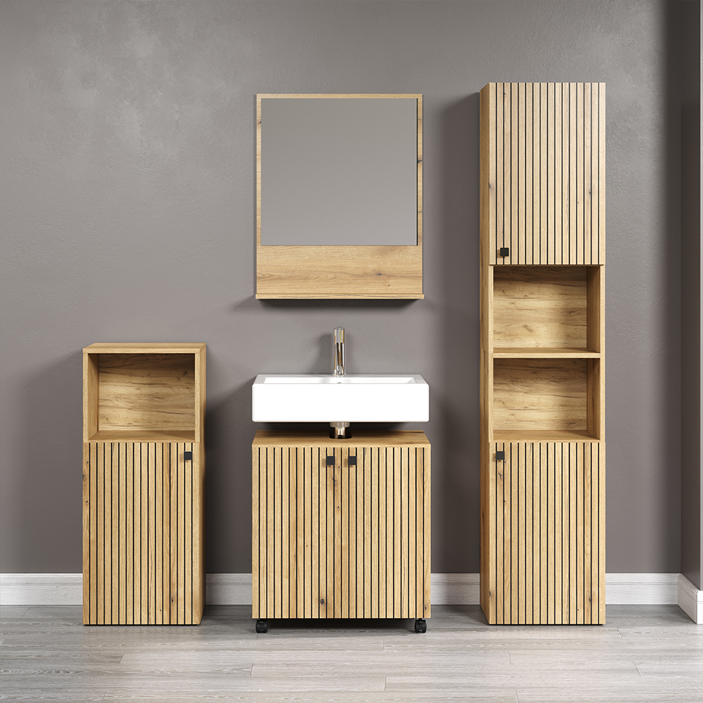Provence Wooden Bathroom Furniture Set with 5 Doors in Evoke Oak