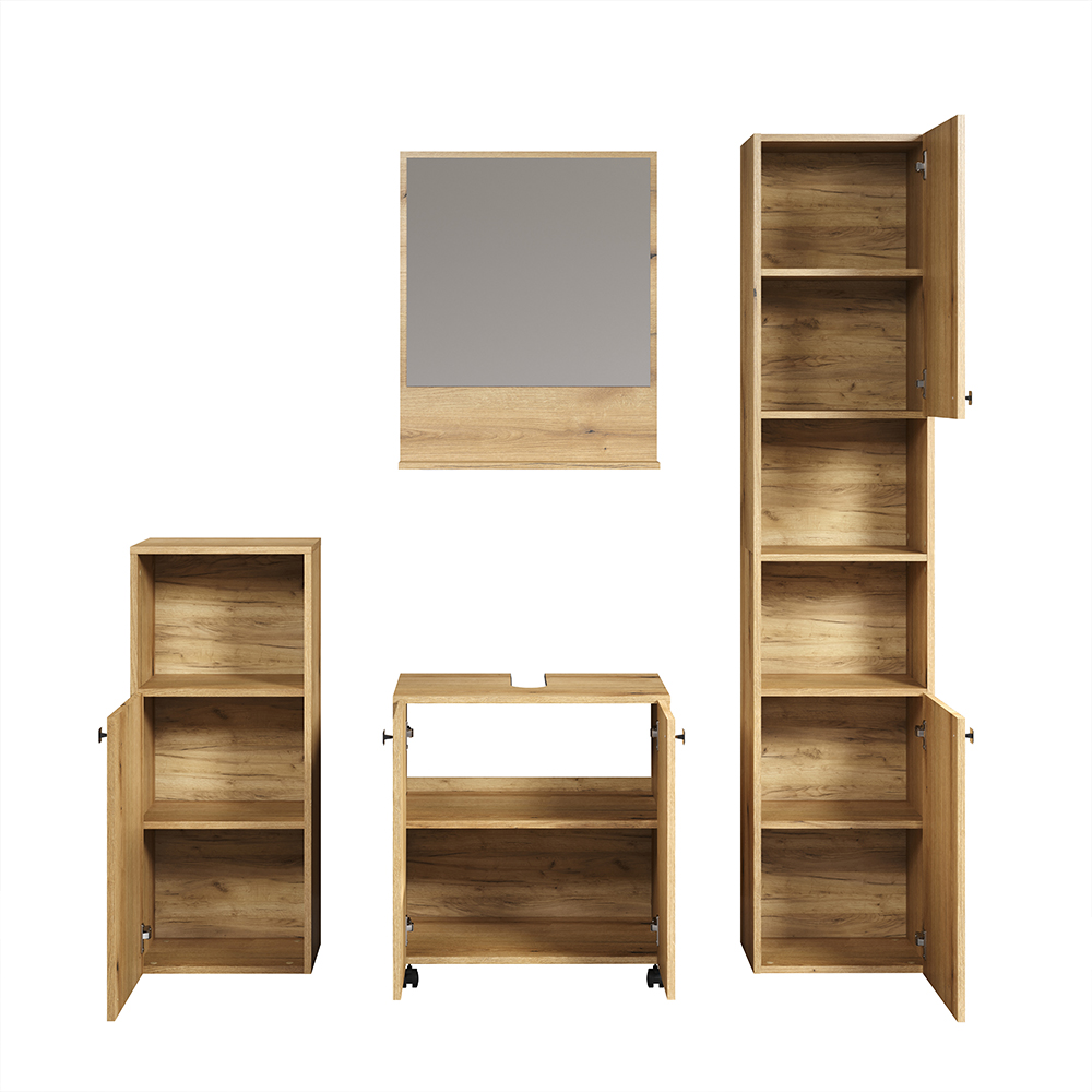 Provence Wooden Bathroom Furniture Set with 5 Doors in Evoke Oak